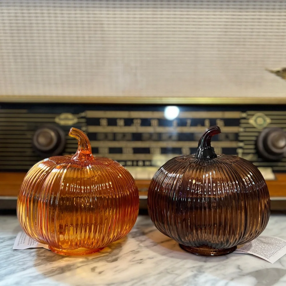 ✨NEW🍂Target Bullseye Playground 2025 Set of Two Glass Pumpkin Decor🎃